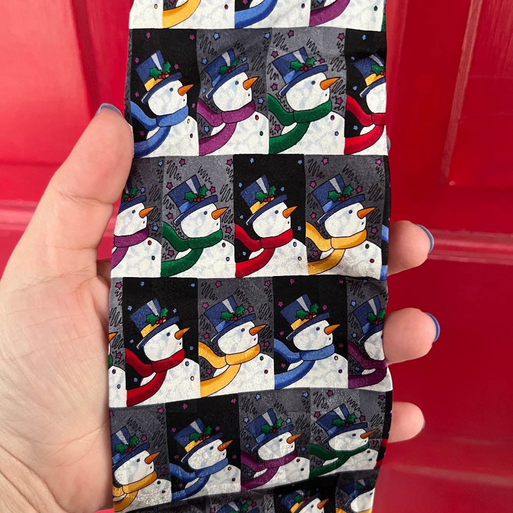 Men's Ties Shades of the Season Holiday Tie Snowmen American Greetings 2002 Silk